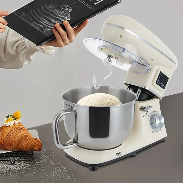 Alt view image 2 of 7 - Electric Food Mixer 6+1 Speed 6.5Qt Dough Mixer Timer 1350W