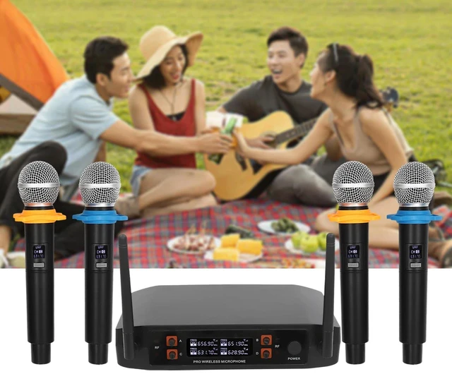 Main image of Wireless Microphone System 4 Channel Pro Audio UHF 4 Handheld Dynamic Mic Party