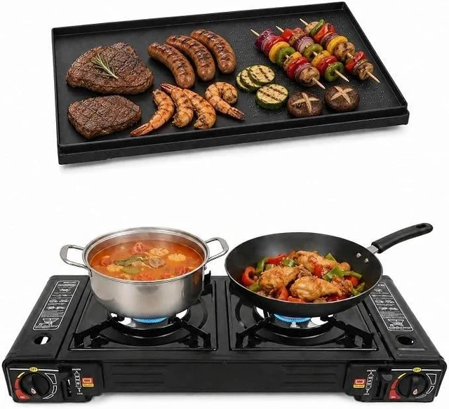 Main image of Portable Gas Camping Stove Outdoor Cooking w/ Baking Tray & Grill For Picnic RV