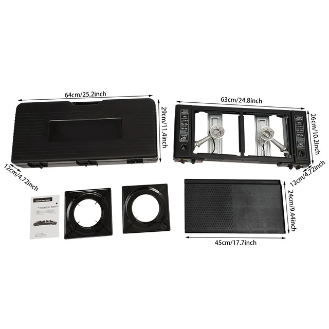 Alt view image 7 of 7 - Portable Gas Camping Stove Outdoor Cooking w/ Baking Tray & Grill For Picnic RV