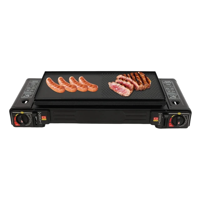 Alt view image 4 of 7 - Portable Gas Camping Stove Outdoor Cooking w/ Baking Tray & Grill For Picnic RV