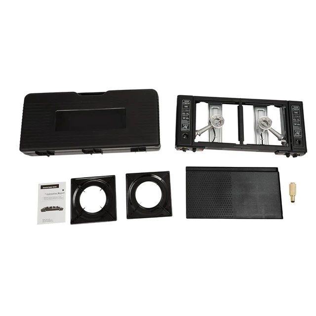 Alt view image 3 of 7 - Portable Gas Camping Stove Outdoor Cooking w/ Baking Tray & Grill For Picnic RV