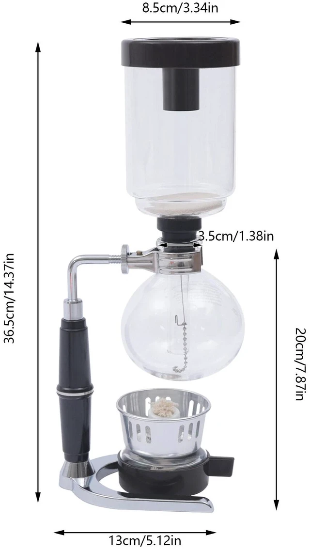 Alt view image 7 of 7 - Japanese Style Siphon Coffee Maker 360Ml Glass Stainless Steel Black