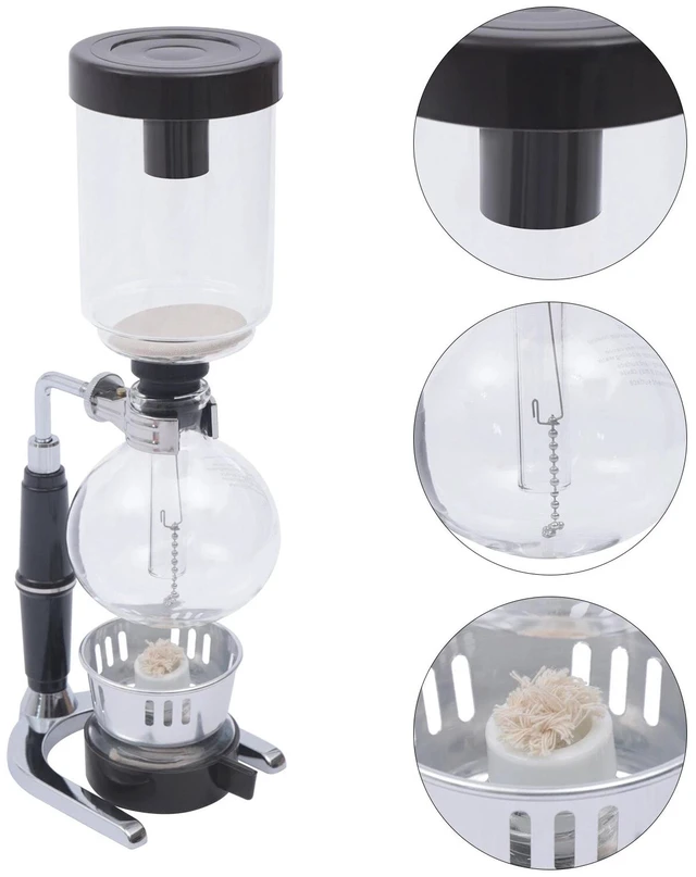 Alt view image 4 of 7 - Japanese Style Siphon Coffee Maker 360Ml Glass Stainless Steel Black