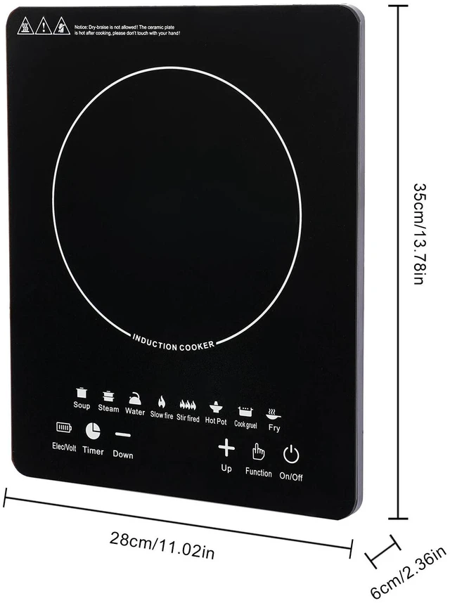 Alt view image 5 of 7 - Portable Kitchen Induction Cooktop 2200W Electric Hot Stove Burner Countertop