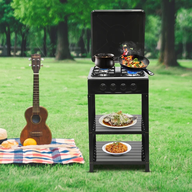 Alt view image 2 of 7 - Outdoor 300000 BTU Propane Stove / Cooker, 4-Burner BBQ Grill
