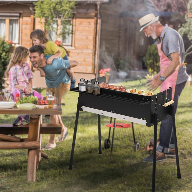 Alt view image 2 of 7 - Stainless Steel Folding Charcoal BBQ Grill, Outdoor Camping Barbecue New
