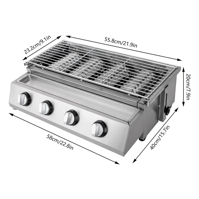 Alt view image 4 of 7 - Profession Portable Stainless Steel Smokeless BBQ Grill Ceramic 4 Burners US