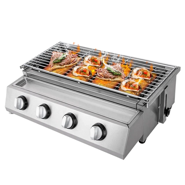 Alt view image 2 of 7 - Profession Portable Stainless Steel Smokeless BBQ Grill Ceramic 4 Burners US