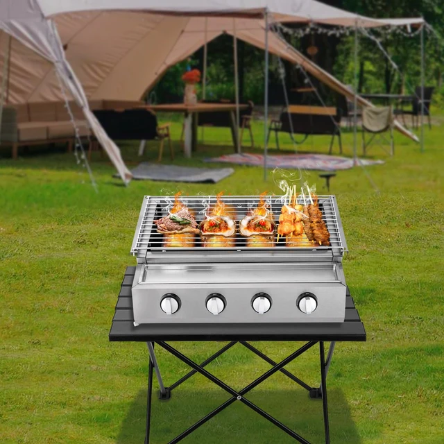 Alt view image 3 of 7 - Profession Portable Stainless Steel Smokeless BBQ Grill Ceramic 4 Burners US
