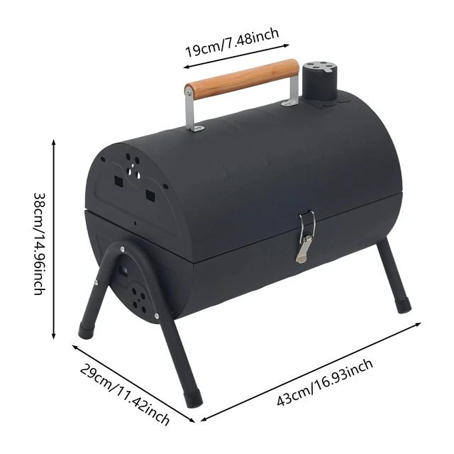 Alt view image 7 of 7 - Portable Charcoal Grill with Chimney, Dual Grates & Detachable Charcoal Trays