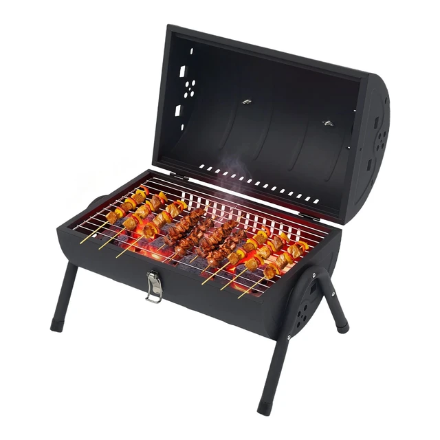 Alt view image 3 of 7 - Portable Charcoal Grill with Chimney, Dual Grates & Detachable Charcoal Trays