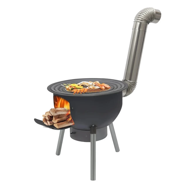 Alt view image 3 of 7 - Portable Wood Burning BBQ Stove w/ Grill Rack For Outdoor Cooking