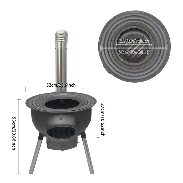 Alt view image 2 of 7 - Portable Wood Burning BBQ Stove w/ Grill Rack For Outdoor Cooking
