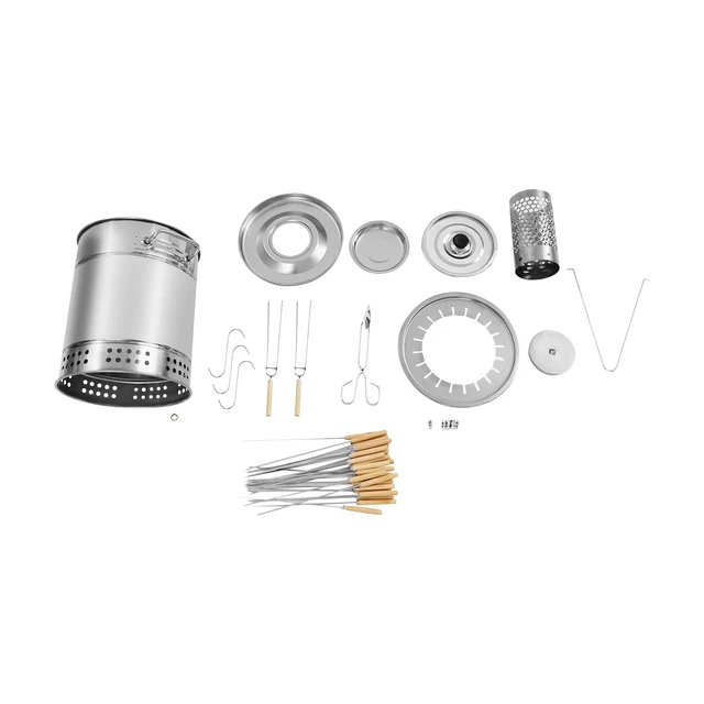 Alt view image 7 of 7 - 2-in-1 Smokeless Stainless Steel BBQ Grill Barrel, Portable for Camping Picnic