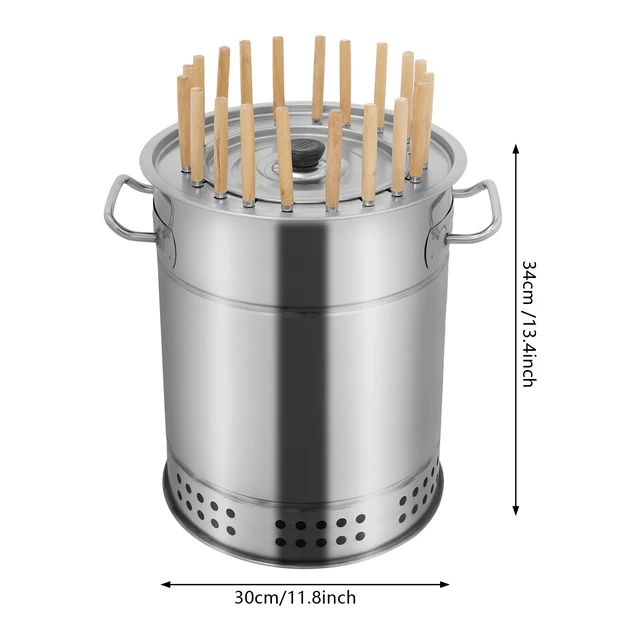 Alt view image 4 of 7 - 2-in-1 Smokeless Stainless Steel BBQ Grill Barrel, Portable for Camping Picnic