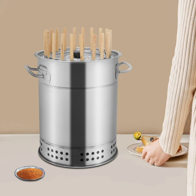Alt view image 2 of 7 - 2-in-1 Smokeless Stainless Steel BBQ Grill Barrel, Portable for Camping Picnic