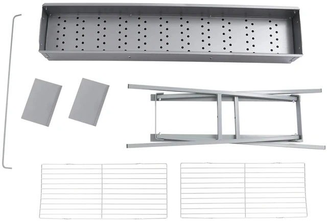Alt view image 7 of 7 - Portable Folding Charcoal BBQ Grill With Stand, Zinc-Iron Alloy, Grey