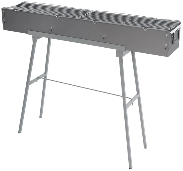 Alt view image 5 of 7 - Portable Folding Charcoal BBQ Grill With Stand, Zinc-Iron Alloy, Grey