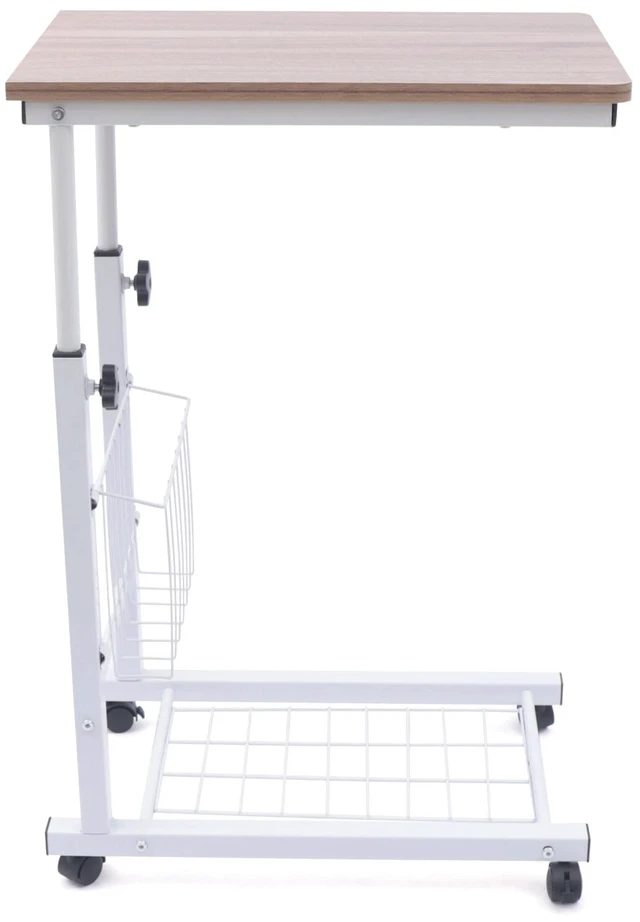 Alt view image 6 of 7 - Desk Bed Side Table Hospital Overbed Wheeled Tray Adjustable Bedside Working