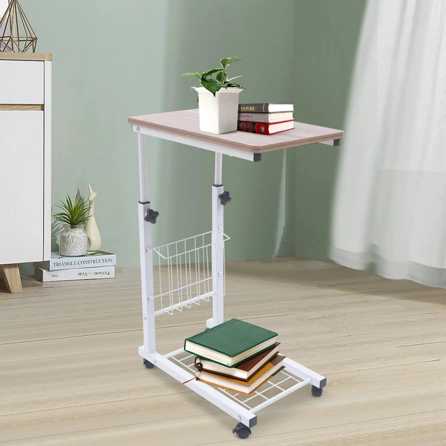 Alt view image 3 of 7 - Desk Bed Side Table Hospital Overbed Wheeled Tray Adjustable Bedside Working