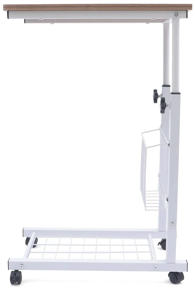Alt view image 5 of 7 - Desk Bed Side Table Hospital Overbed Wheeled Tray Adjustable Bedside Working