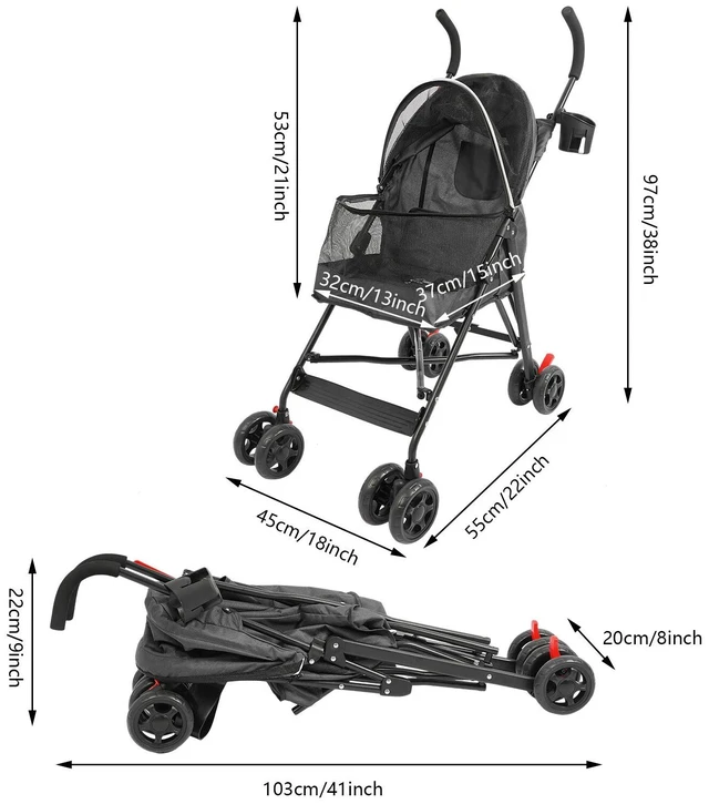 Main image of Foldable Lightweight Durable Pet Stroller For Small To Medium Pets Dogs And Cats