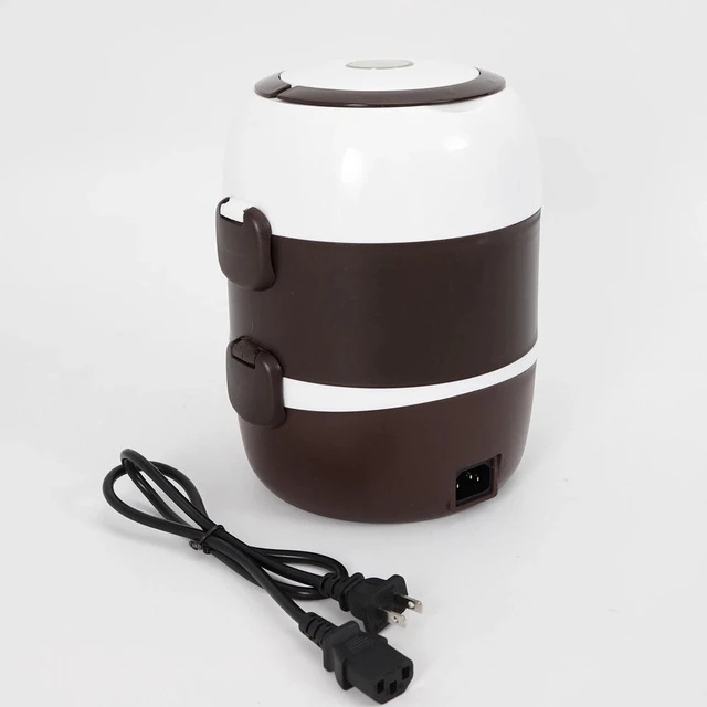 Alt view image 5 of 7 - Portable 2L 3 Layers Electric Lunch Box Steamer Pot Rice Cooker Stainless Steel