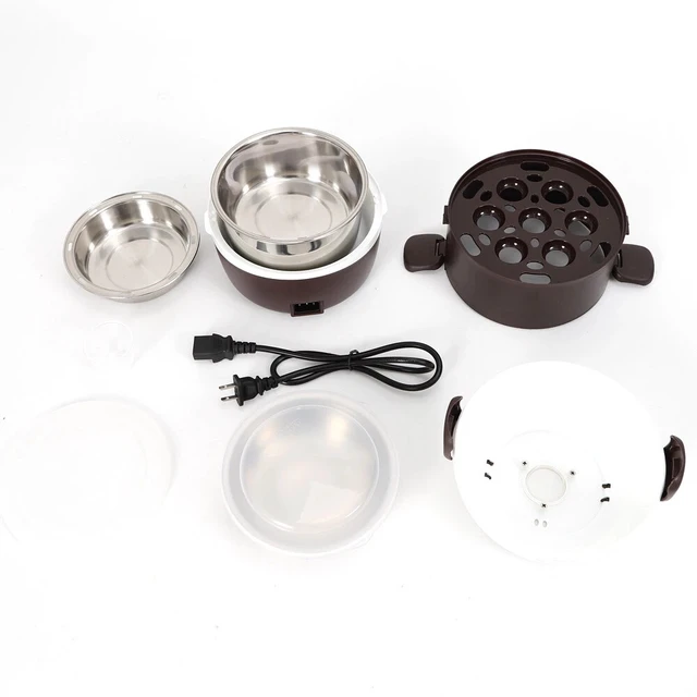 Alt view image 4 of 7 - Portable 2L 3 Layers Electric Lunch Box Steamer Pot Rice Cooker Stainless Steel