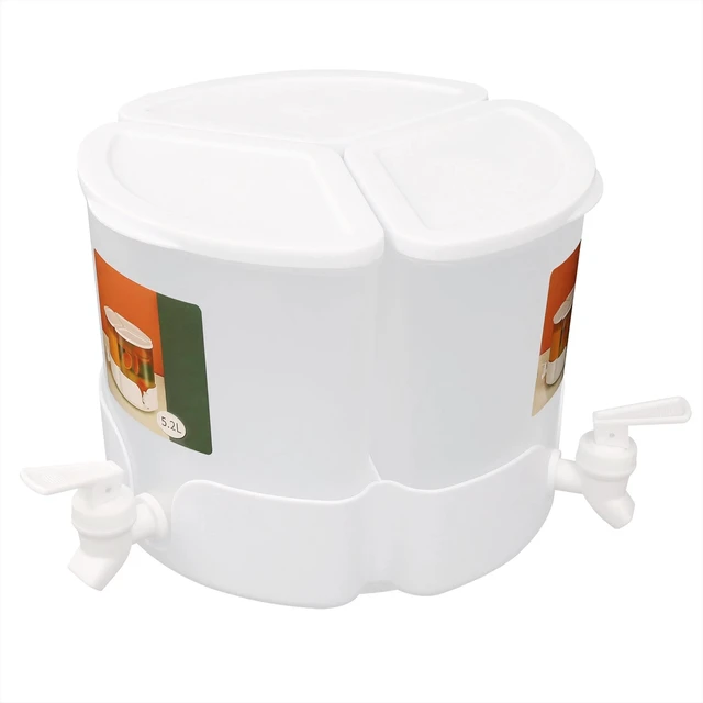 Alt view image 4 of 7 - 360° Rotation Juice/Drink Dispenser 5.2L 3-in-1 Beverage Dispenser W/ 3* Faucets