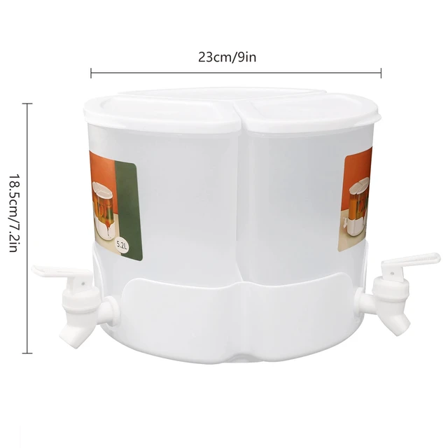 Alt view image 6 of 7 - 360° Rotation Juice/Drink Dispenser 5.2L 3-in-1 Beverage Dispenser W/ 3* Faucets