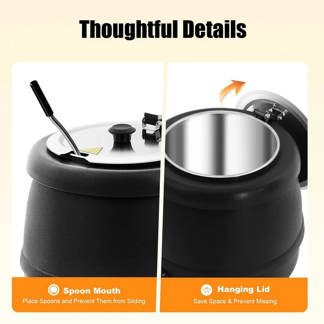 Alt view image 6 of 7 - Commercial Electric Soup Kettle Warmer Countertop Food Warmer Pot Restaurant New