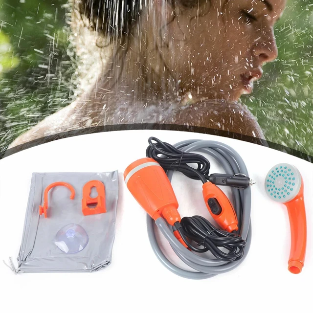 Alt view image 6 of 7 - Portable Camping Shower 12V 62W Outdoor Camp Shower Water Pump for Hiking Travel