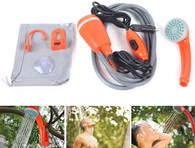 Alt view image 4 of 7 - Portable Camping Shower 12V 62W Outdoor Camp Shower Water Pump for Hiking Travel