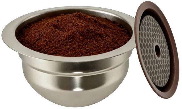 Alt view image 5 of 7 - Reusable Stainless Steel Coffee Capsule Shell Silver With Silicone Lid