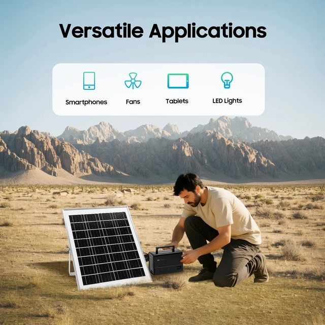 Alt view image 2 of 7 - Portable Power Station with Solar Panel, Outdoor Generator Power Supply for Home