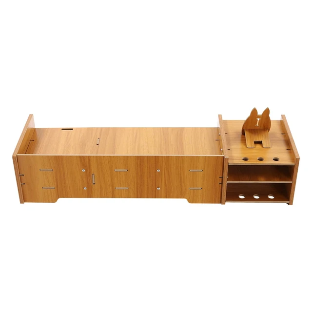 Alt view image 4 of 7 - Wood Monitor Stand Riser Computer Desk Storage Shelf Organizer Holder Drawer