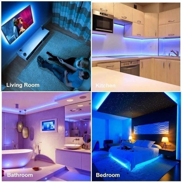 Alt view image 6 of 6 - LED Strip Lights 32ft RGB 5050 Colour Changing Tape Cabinet Kitchen TV Lighting