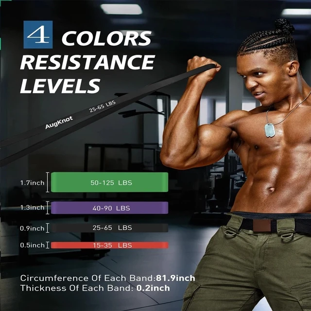 Alt view image 5 of 6 - Heavy Duty Resistance Bands Set of 4 for Gym Exercise Pull up Fitness Workout