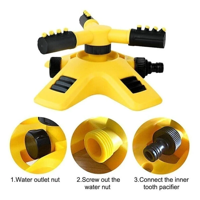 Alt view image 5 of 7 - 360° Rotating Lawn Sprinkler 3-Arms System Automatic Garden Watering Irrigation