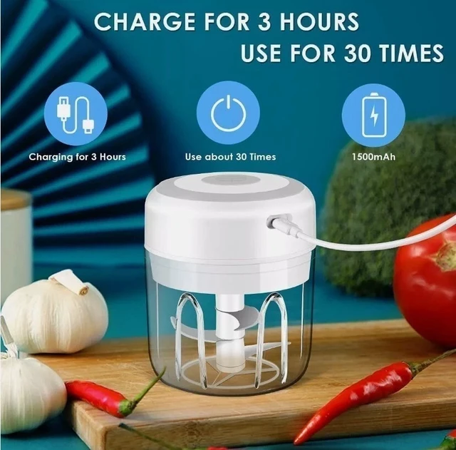 Alt view image 2 of 7 - Electric Mini Food Processor Garlic Chopper Onion Grinder Cutter Vegetable White