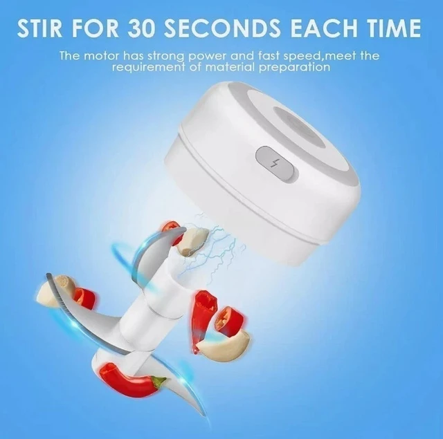 Alt view image 6 of 7 - Electric Mini Food Processor Garlic Chopper Onion Grinder Cutter Vegetable White