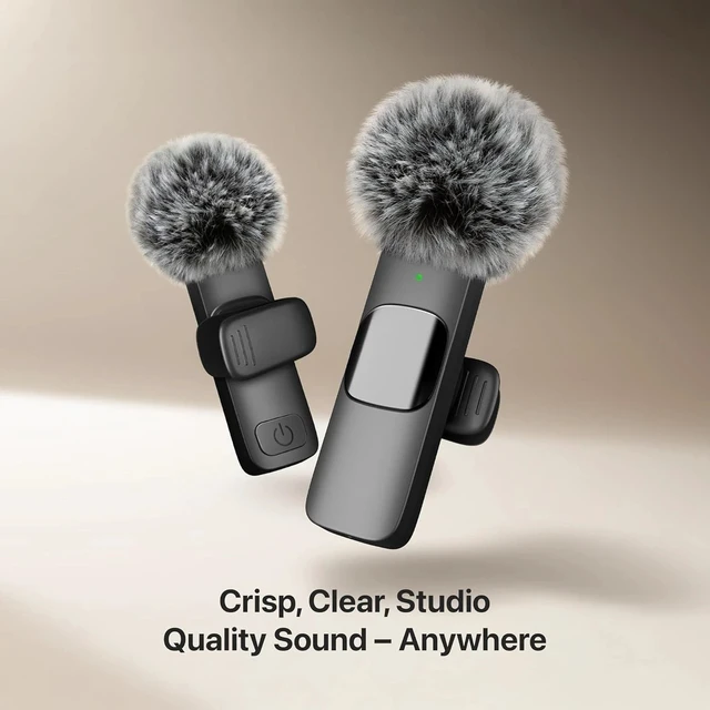 Alt view image 5 of 6 - Wireless Lavalier Microphone Audio Video Recording Mic For iPhone + Android US For USB C Device (2 Mic)