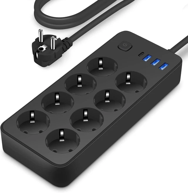 Main image of Extension Lead with USB C Ports Power Strips with 8 Way Outlets 4USB -EU Plug