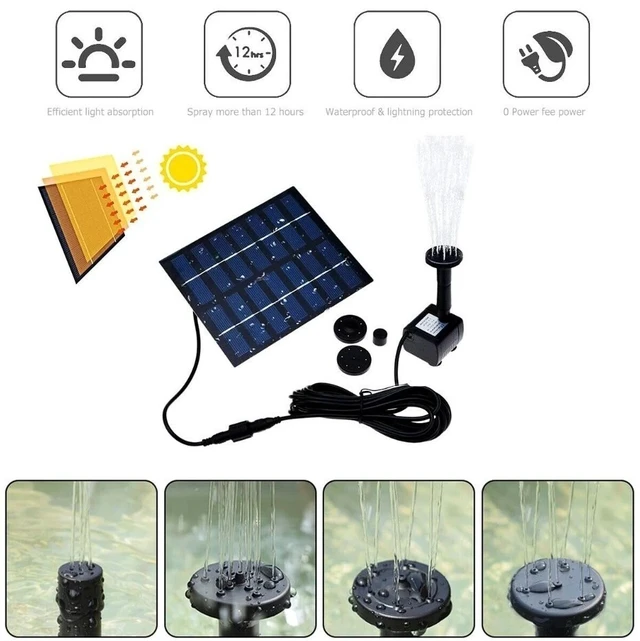 Alt view image 3 of 7 - Solar Water Panel Power Fountain Pump Kit Pool Garden Pond Watering Submersible