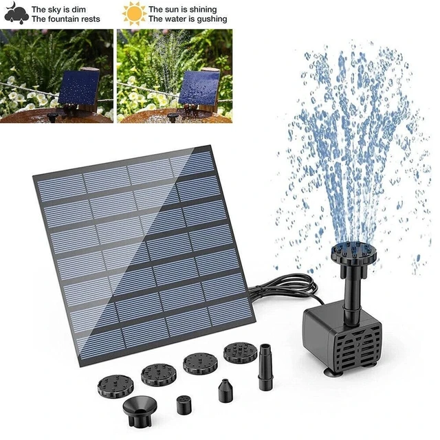 Alt view image 2 of 7 - Solar Water Panel Power Fountain Pump Kit Pool Garden Pond Watering Submersible