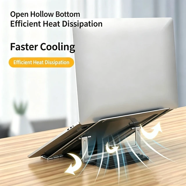 Alt view image 5 of 7 - Adjustable Foldable Laptop Stand Desk Riser Portable Notebook Tablet Holder