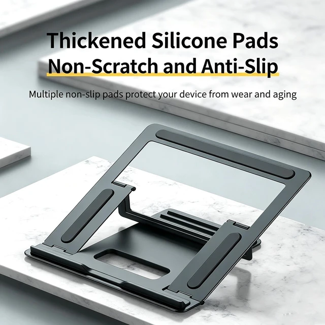 Alt view image 7 of 7 - Adjustable Foldable Laptop Stand Desk Riser Portable Notebook Tablet Holder
