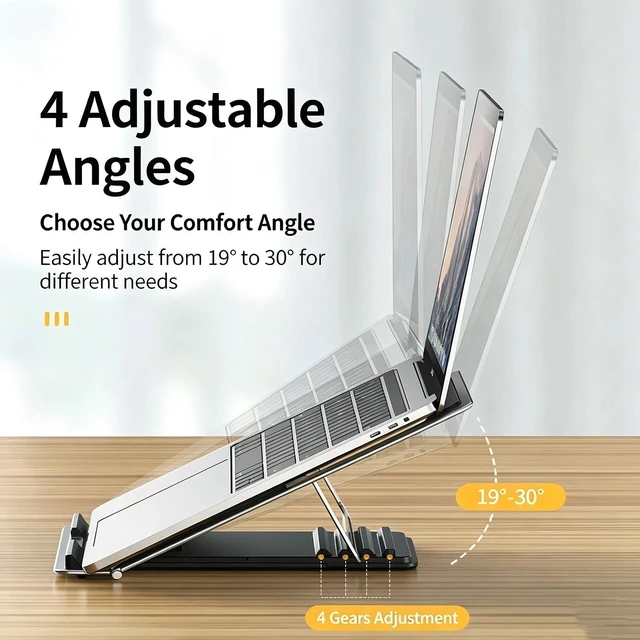 Alt view image 3 of 7 - Adjustable Foldable Laptop Stand Desk Riser Portable Notebook Tablet Holder