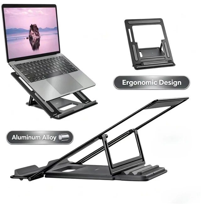 Main image of Adjustable Foldable Laptop Stand Desk Riser Portable Notebook Tablet Holder